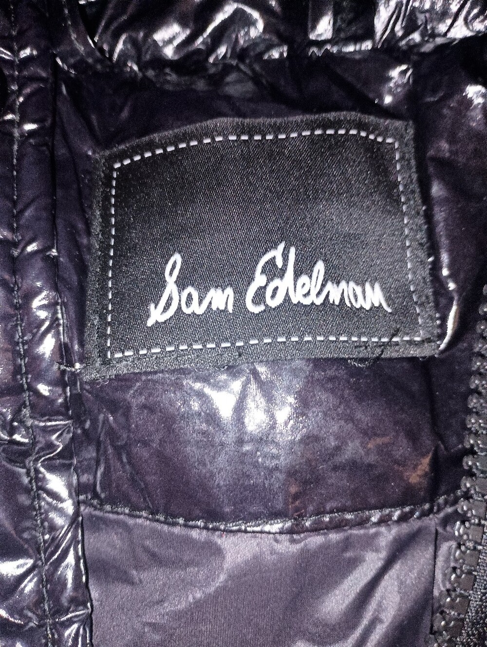 Sam Edelman HOODED PUFFER VEST/Shiny Black Size Medium